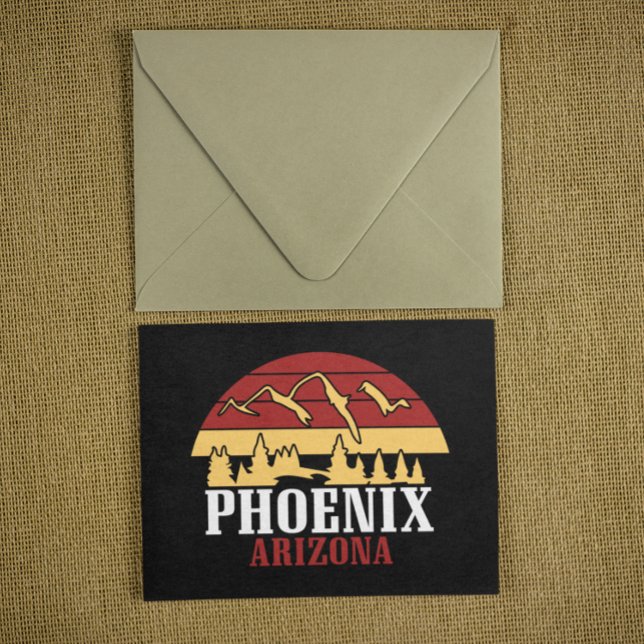Carte Postale Phoenix Arizona Skyline Art Print Retro Sunset (Phoenix Arizona Skyline Art Print Retro Sunset Postcard)