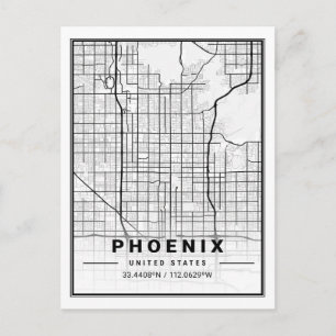 Carte Postale Phoenix Arizona USA Travel City Plan