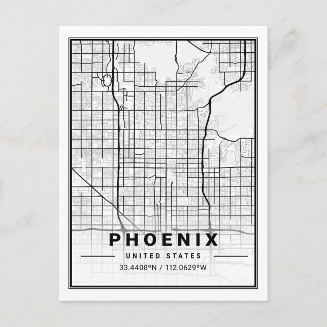 Carte Postale Phoenix Arizona USA Travel City Plan (Devant)