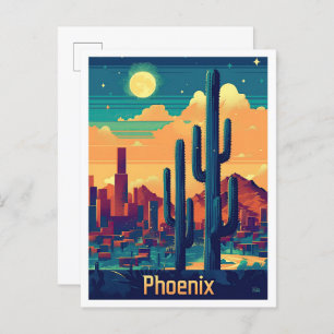 Carte Postale Phoenix Arizona Vintage voyage Illustration