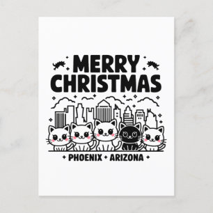 Carte Postale Phoenix City Arizona Merry Christmas Cats USA