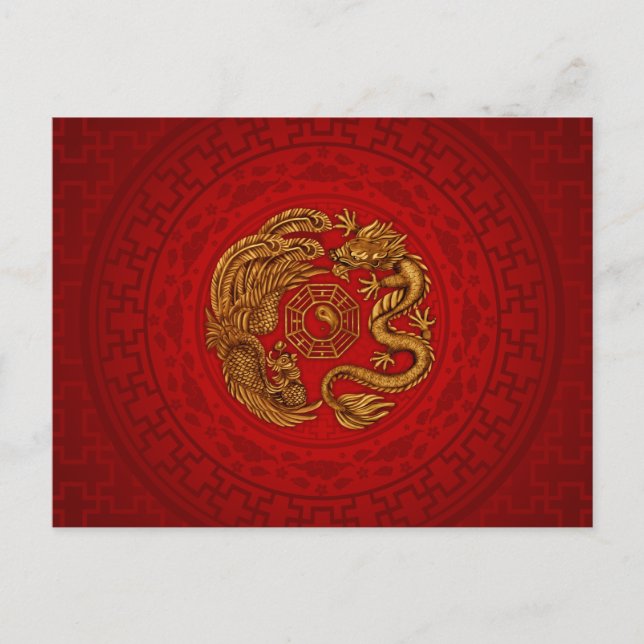 Carte Postale Phoenix et Dragon avec bagua #4 (Devant)