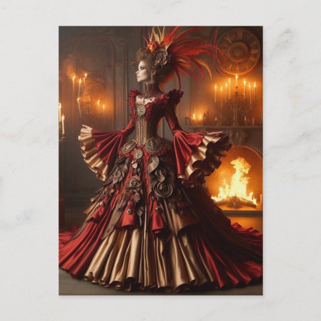 Carte Postale Phoenix Fire Queen Steampunk Victorian Industrial (Devant)