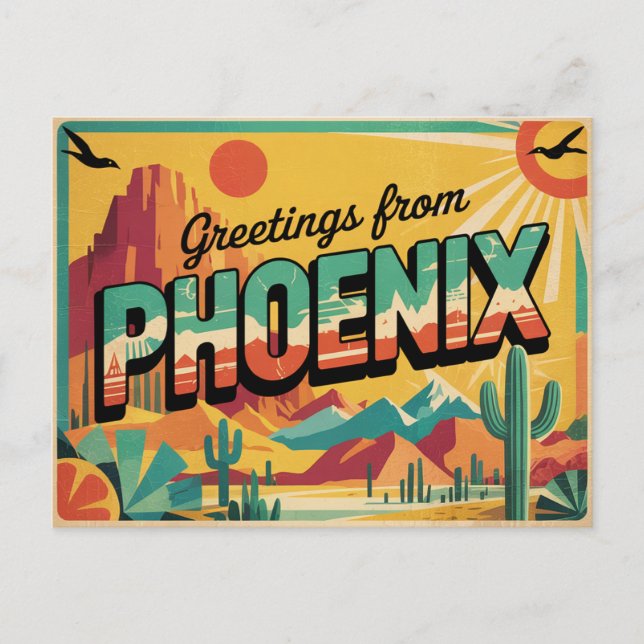 Carte postale Phoenix vintage | Salut de Phoenix (Devant)