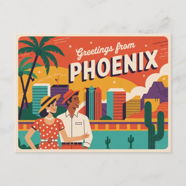Carte postale Phoenix vintage | Salut de Phoenix (Devant)