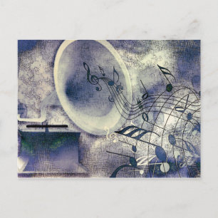 Carte Postale Phonographe Ancien et Musique