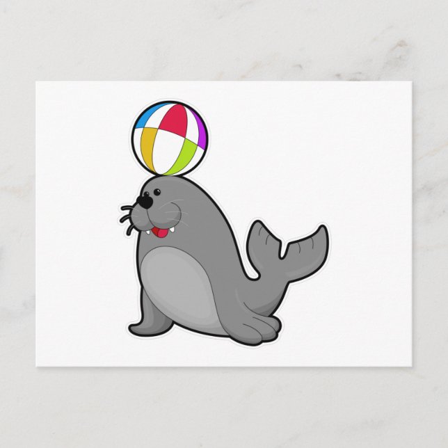 Carte Postale Phoque au Water sports avec Water-polo (Devant)