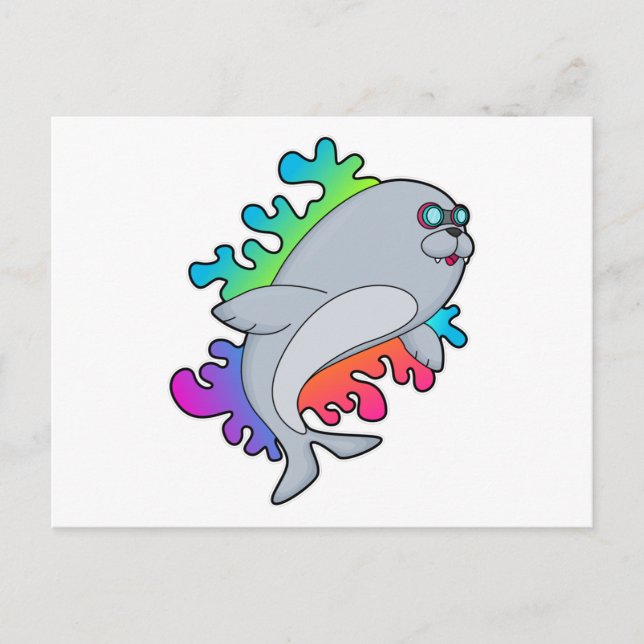 Carte Postale Phoque avec des lunettes (Devant)