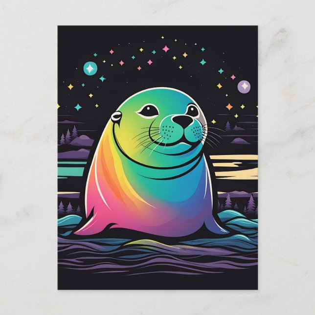 Carte Postale Phoque du nord de Kawaii (Devant)