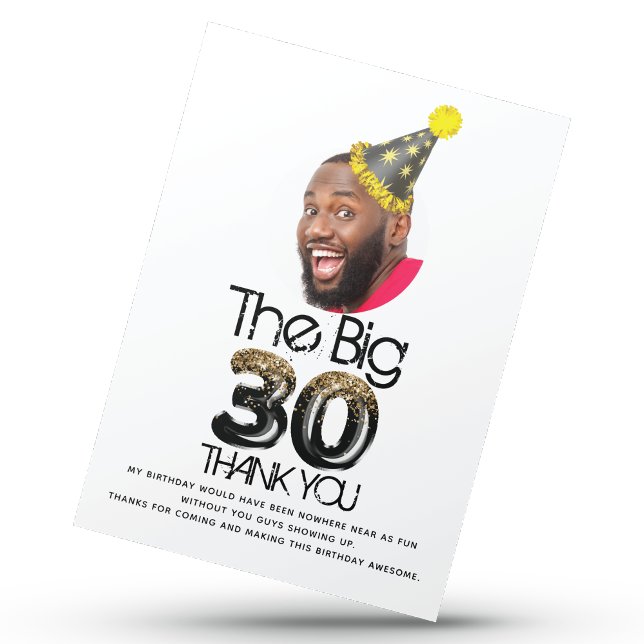 Carte Postale Photo 30e anniversaire moderne Black Gold Personna (Créateur téléchargé)