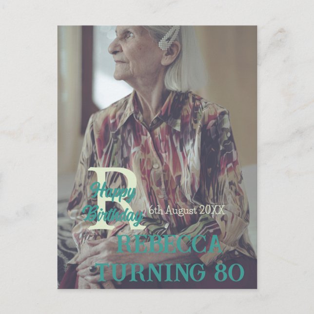 Carte Postale Photo 80e anniversaire ajouter nom date moderne ve (Devant)