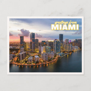 Carte Postale Photo aérienne de la skyline de Miami Downtown Rét