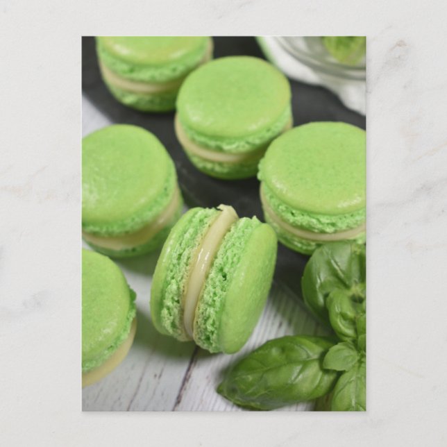 Carte Postale Photo alimentaire Basil de chaux Macarons français (Devant)