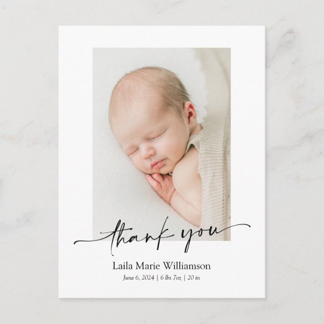 Carte Postale Photo Annonce de naissance de bébé Merci (Devant)