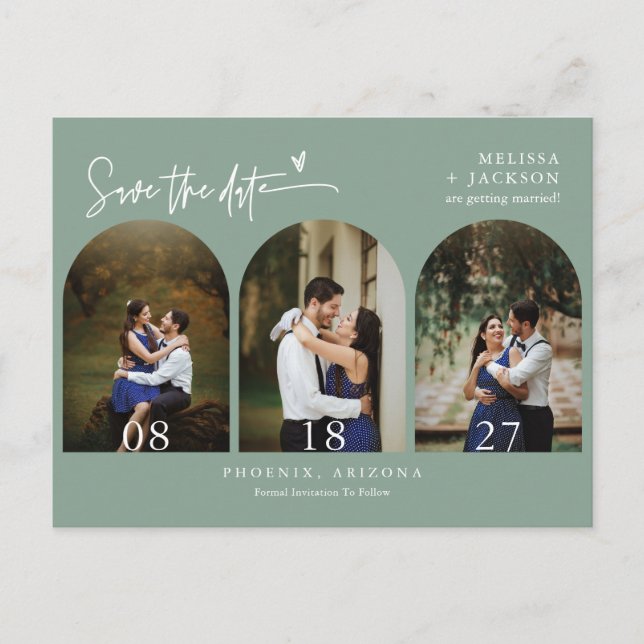 Carte Postale Photo Arc vert moderne Sage Code QR Enregistrer la (Devant)