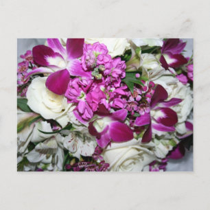 Carte Postale Photo avec arrangement de fleurs violettes et blan