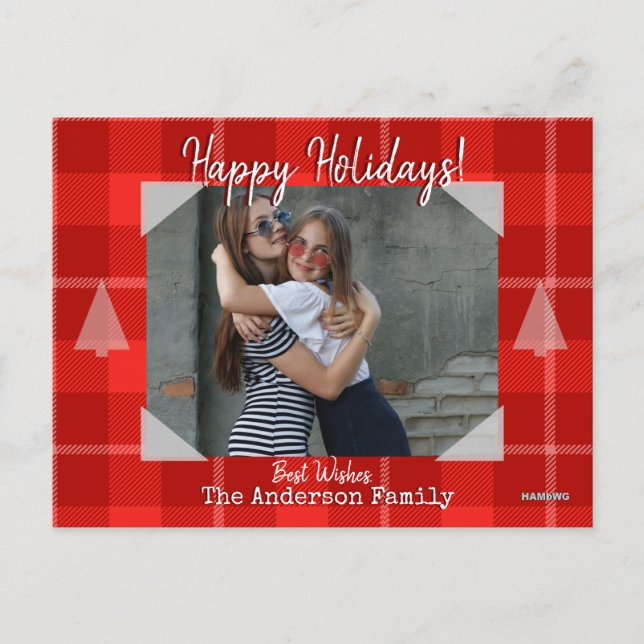 Carte postale photo avec Arrière - plan Red Plaid (Devant)