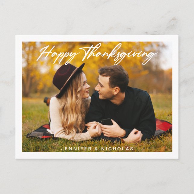 Carte postale photo avec texte Joyeux Thanksgiving (Devant)