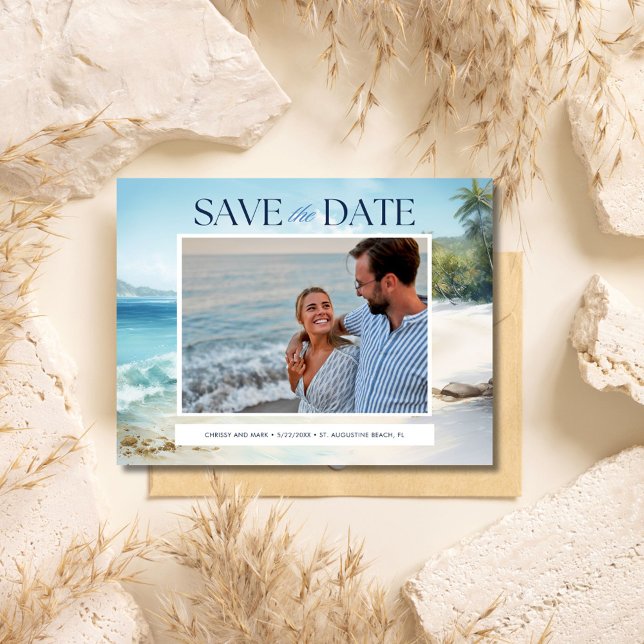 Carte Postale Photo Beach Wedding Budget Économisez la date (Photo Beach Wedding Budget Save the Date)
