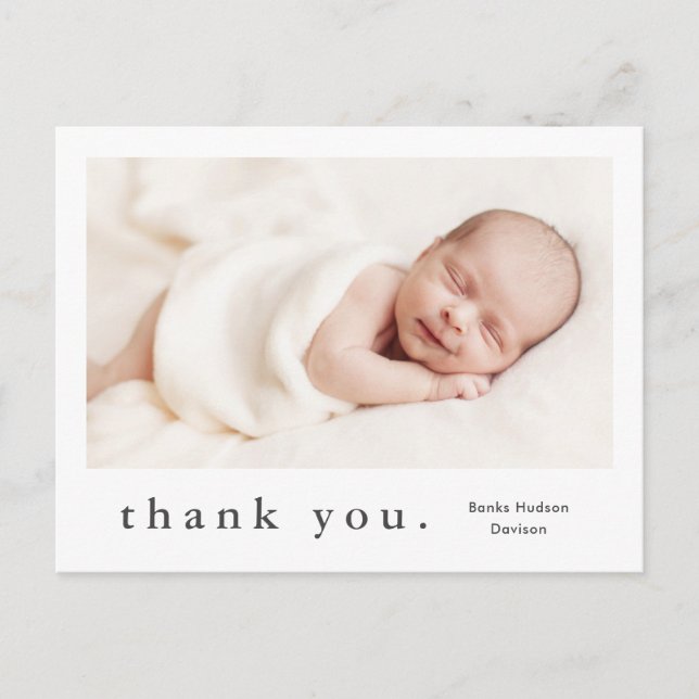 Carte Postale Photo bébé avec nom moderne (Devant)