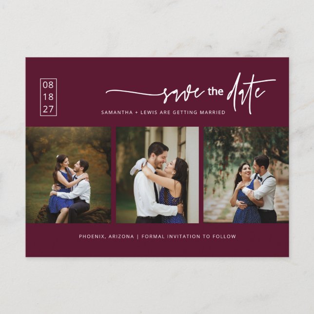 Carte Postale Photo Boho de Bourgogne minimale Code QR Enregistr (Devant)