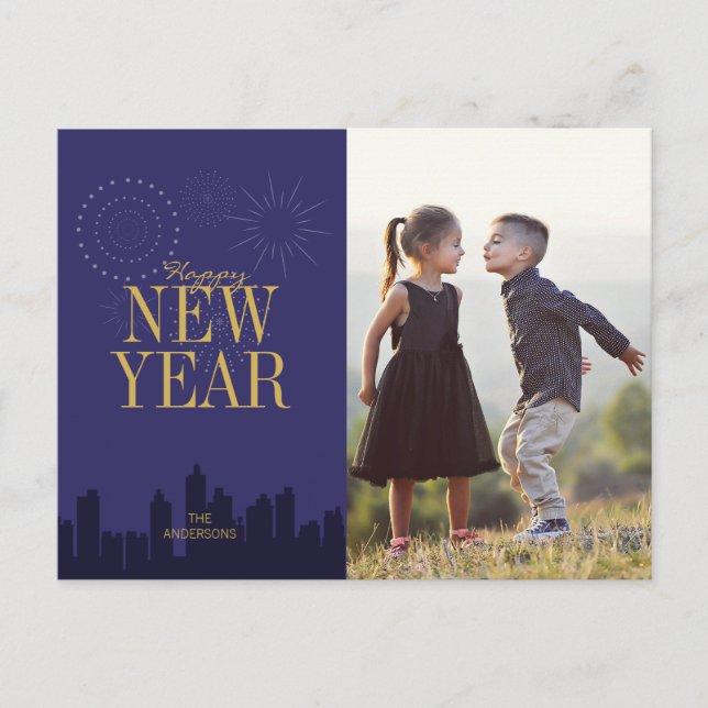 Carte postale photo Bonne Année Skyline Moderne (Devant)