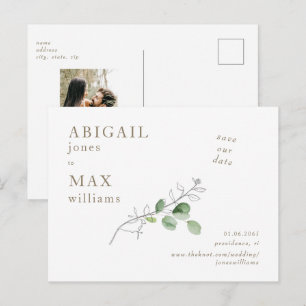 Carte Postale Photo botanique blanc Mariage Enregistrez notre da