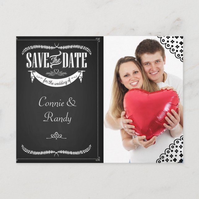 Carte postale Photo Chalkboard Save the Date (Devant)