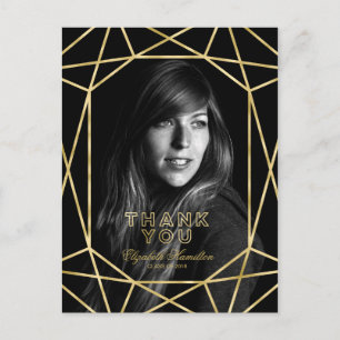 Carte Postale Photo chic remerciement de graduation or feuille m