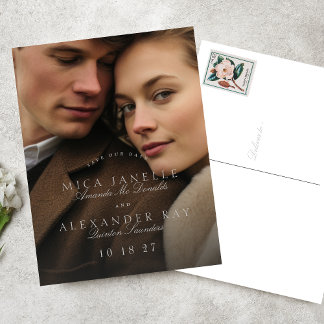 Carte Postale Photo Classique Clair Gris Économisez La Date