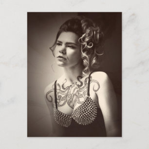 Carte Postale Photo Coeur Octopus Tattoo Girl