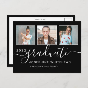 Carte Postale Photo Collage Graduation minimum Noir
