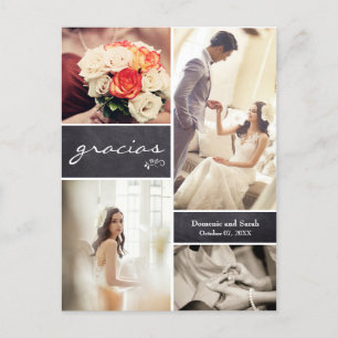 Carte Postale Photo Collage Mariage espagnol rustique "Gracias"