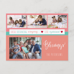 Carte Postale Photo collage rester à la maison message d'amour d