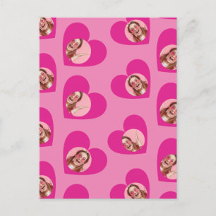 Carte Postale Photo Collage Saint Valentin Coeurs rose