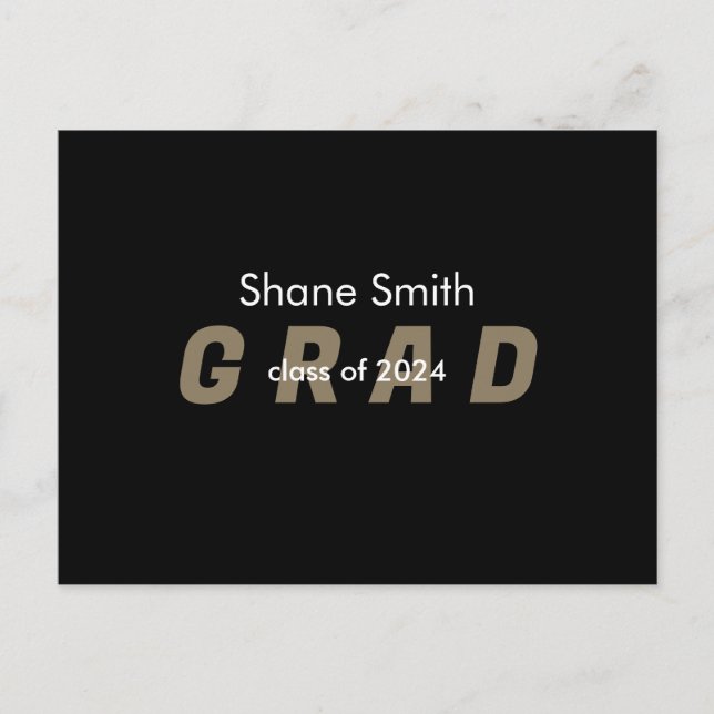 Carte Postale Photo contemporaine Faire-part de graduation noire (Devant)