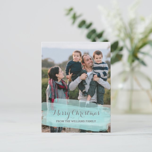 Carte postale photo couleur turquoise (Debout devant)