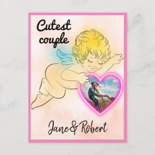 Carte Postale Photo couple mignonne enregistrer la date