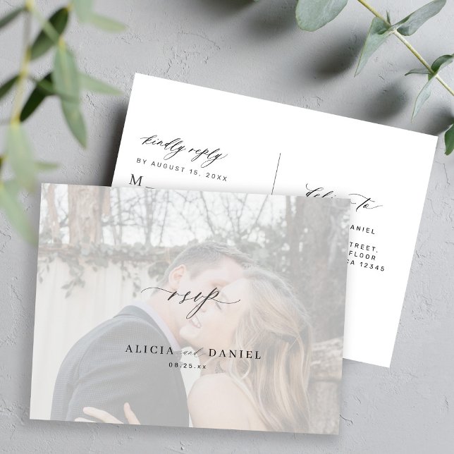 Carte Postale Photo couverture simple mariage moderne RSVP (Créateur téléchargé)