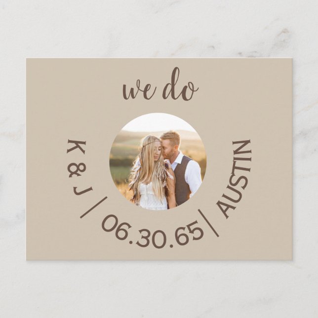 Carte Postale Photo Cream We Do Wedding Save the Date (Devant)