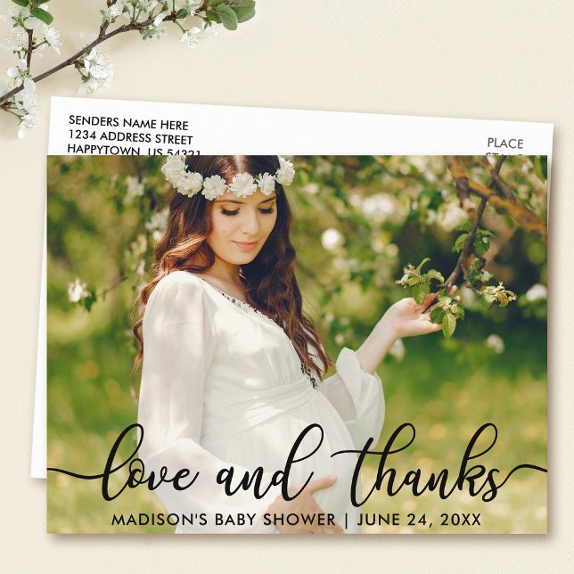 Carte Postale Photo d'amour et de remerciement pour Baby Shower (Customize to change your personalized text size or text style.)