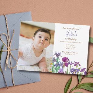 Carte Postale Photo d'anniversaire d'Iris bébé fille 1 an