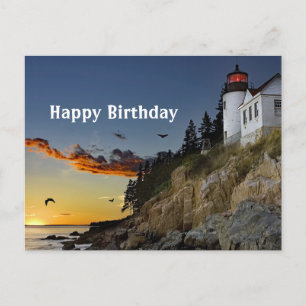 Carte Postale Photo d'anniversaire du phare de Bass Harbor dans 