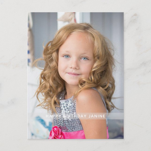 Carte Postale Photo d'anniversaire rose chaud personnalisée (Devant)