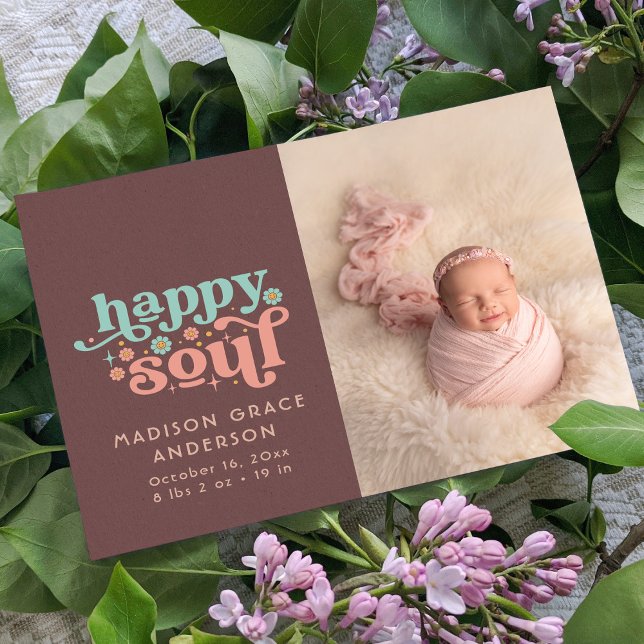 Carte postale photo d'annonce de naissance | Happy (Créateur téléchargé)