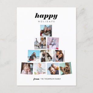 Carte Postale Photo d'arbre de Noël de famille Collage Vacances