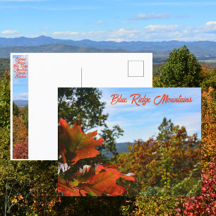Carte Postale Photo d'automne colorée des Blue Ridge Mountains,