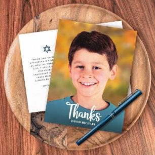 Carte Postale Photo de Bar Mitzvah Merci Script Moderne Gras