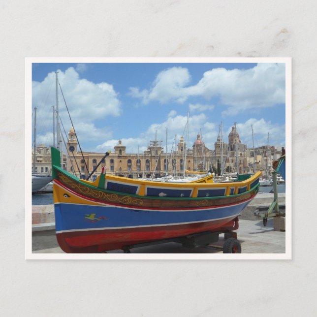 Carte Postale Photo de bateau de pêche de Gozo, île de Malte (Devant)