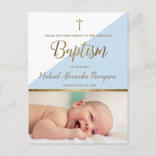 Carte Postale Photo de bébé garçon en arrière-plan vertical Bapt (Devant)